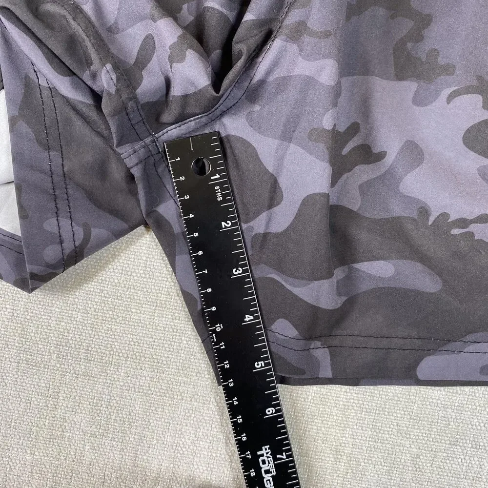 COVE Swim Trunks Mens 28 Gray Camo Elastic Waist Drawstring Stretch Pockets